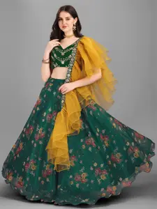 BAESD Embroidered Semi-Stitched Lehenga & Unstitched Blouse With Dupatta