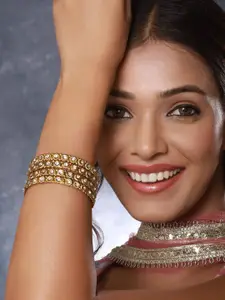 Anouk Set Of 4 Gold-Plated Cubic Zirconia Stone Studded Bangles