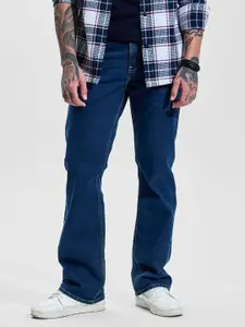 Snitch Men Dark Indigo Blue Mid-Rise Bootcut Jeans