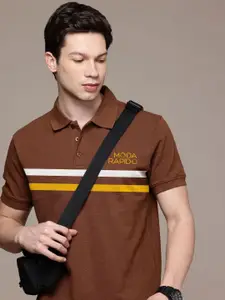 Moda Rapido Men Printed Polo Collar Applique T-shirt