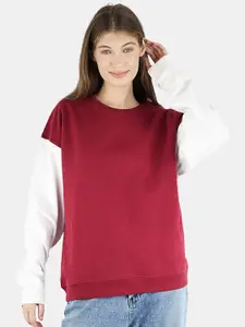 ARTYSKA Women Colourblocked Pullover Cotton Sweatshirt
