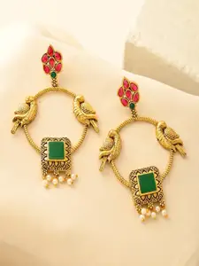DASTOOR Gold-Plated Spherical Shaped Artificial Stones Drop Earrings