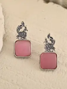 DASTOOR Gold-Plated Square Shaped Artificial Stones Studs