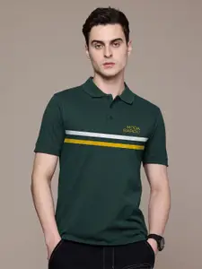 Moda Rapido Men Printed Polo Collar Applique T-shirt
