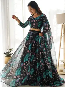 BAESD Floral Printed Semi-Stitched Lehenga & Unstitched Blouse With Dupatta