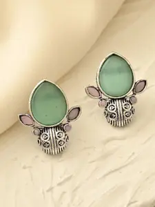 DASTOOR Gold-Plated Artificial Stones Studded Contemporary Studs