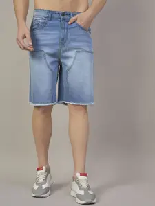 The Roadster Lifestyle Co Men Pure Cotton Relaxed Fit Patch Denim Shorts