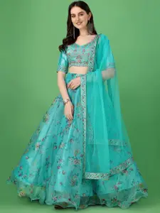 BAESD Embroidered Thread Work Semi-Stitched Lehenga & Unstitched Blouse With Dupatta