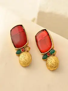 DASTOOR Gold-Plated Geometric Shaped Artificial Stones Drop Earrings