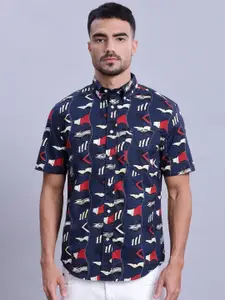 Tommy Hilfiger Men Regular Fit Spread Collar Abstract Printed Cotton Casual Shirt