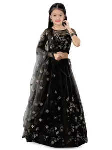 BAESD Girls Embroidered Semi-Stitched Lehenga & Unstitched Blouse With Dupatta