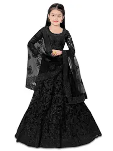 BAESD Girls Embroidered Semi-Stitched Lehenga & Unstitched Blouse With Dupatta