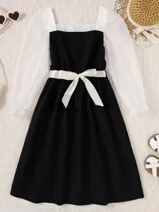 INCLUD Girls Puff Sleeve Fit & Flare Midi Dress