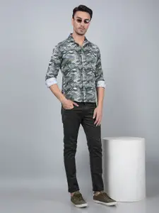 Crimsoune Club Men Classic Fit Spread Collar Abstract Printed Cotton Casual Shirt