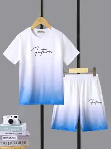 INCLUD Boys Ombre Dyed Round Neck T-shirt With Shorts