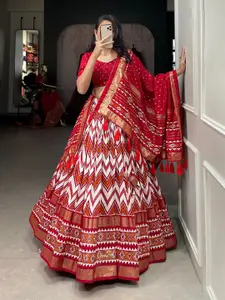 BAESD Printed Semi-Stitched Lehenga & Unstitched Blouse With Dupatta