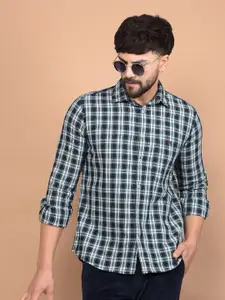 Crimsoune Club Men Classic Slim Fit Checked Cotton Casual Shirt