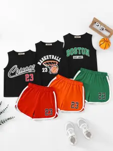 INCLUD Pack Of 3 Boys Printed T-shirt With Shorts