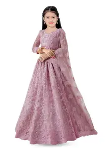 BAESD Girls Embroidered Thread Work Semi-Stitched Lehenga & Unstitched Blouse With Dupatta
