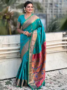 SGF11 Ethnic Motifs Woven Design Zari Pure Silk Paithani Saree