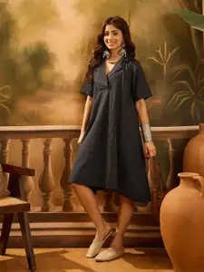 InWeave Women Striped A-Line Midi Dress