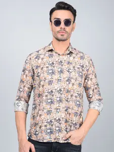 Crimsoune Club Men Classic Fit Spread Collar Abstract Printed Cotton Casual Shirt