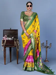 elora Kalamkari Printed Zari Patola Saree