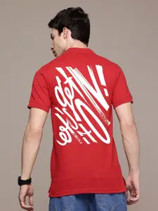 Moda Rapido Men Typography Printed Polo Collar Cotton T-shirt