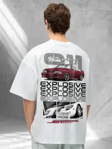 PRONK Men Photographic Printed Oversized T-shirt