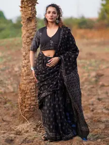 Chidiyaa Women WWB Quiet Eclipse Blockprinted Cotton Blouse