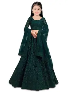 BAESD Girls Embroidered Thread Work Semi-Stitched Lehenga & Unstitched Blouse With Dupatta