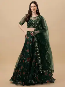 BAESD Floral Embroidered Organza Ready to Wear Lehenga & Unstitched Blouse With Dupatta