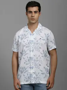 Louis Philippe Jeans Men Slim Fit Cuban Collar Floral Printed Cotton Casual Shirt