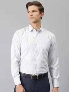 ACCOX Men Comfort Regular Fit Spread Collar Vertical Striped Cotton Formal Shirt