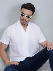 Crimsoune Club Men Classic Fit Cuban Collar Solid Cotton Casual Shirt