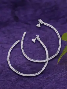 Sangria Set Of 2 Silver-Plated Artificial Beaded Anklets