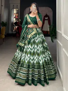 BAESD Printed Semi-Stitched Lehenga & Unstitched Blouse With Dupatta