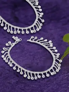 Sangria Set Of 2 Silver-Plated Artificial Beaded Anklets