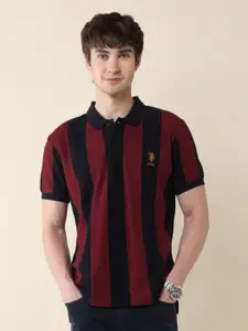U.S. Polo Assn. Men Striped Polo Collar Cotton Slim Fit T-shirt