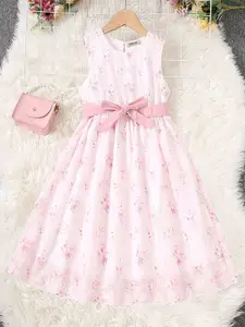 INCLUD Girls Floral Printed Fit & Flare Ready to Wear Dress