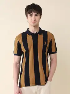 U.S. Polo Assn. Men Striped Polo Collar Cotton Slim Fit T-shirt