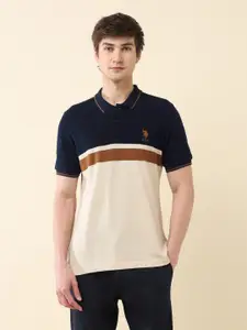 U.S. Polo Assn. Men Colourblocked Polo Collar Cotton T-shirt