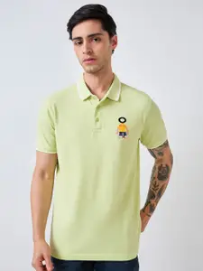 SPYKAR Men Graphic Printed Polo Collar Cotton Slim Fit T-shirt