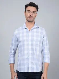 Crimsoune Club Men Classic Fit Spread Collar Tartan Checked Cotton Casual Shirt