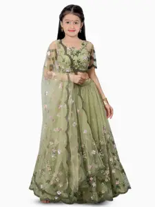 BAESD Girls Embroidered Thread Work Semi-Stitched Lehenga & Unstitched Blouse With Dupatta