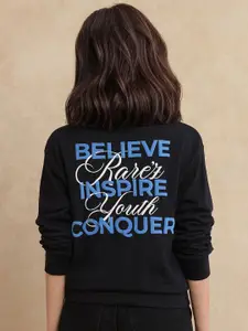 RAREISM Kuyum Primary Black Women Printed Sweatshirt