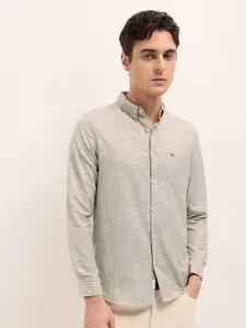 THE BEAR HOUSE Men Slim Fit Button-Down Collar Multi Striped Cotton Casual Shirt