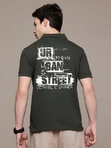 Moda Rapido Men Typography Printed Polo Collar Cotton T-shirt