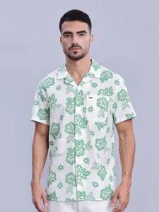 Tommy Hilfiger Men Regular Fit Cuban Collar Floral Printed Cotton Casual Shirt