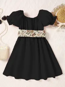 INCLUD Girls Puff Sleeve Fit & Flare Dress